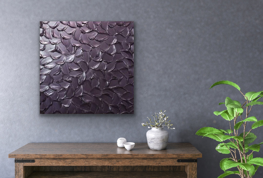 Lilac Smoky purple Abstract Minimalist ORIGINAL Metallic Textured Painting palette knife Impasto, Abstract Wall Art -MADE2ORDER-Mix & match