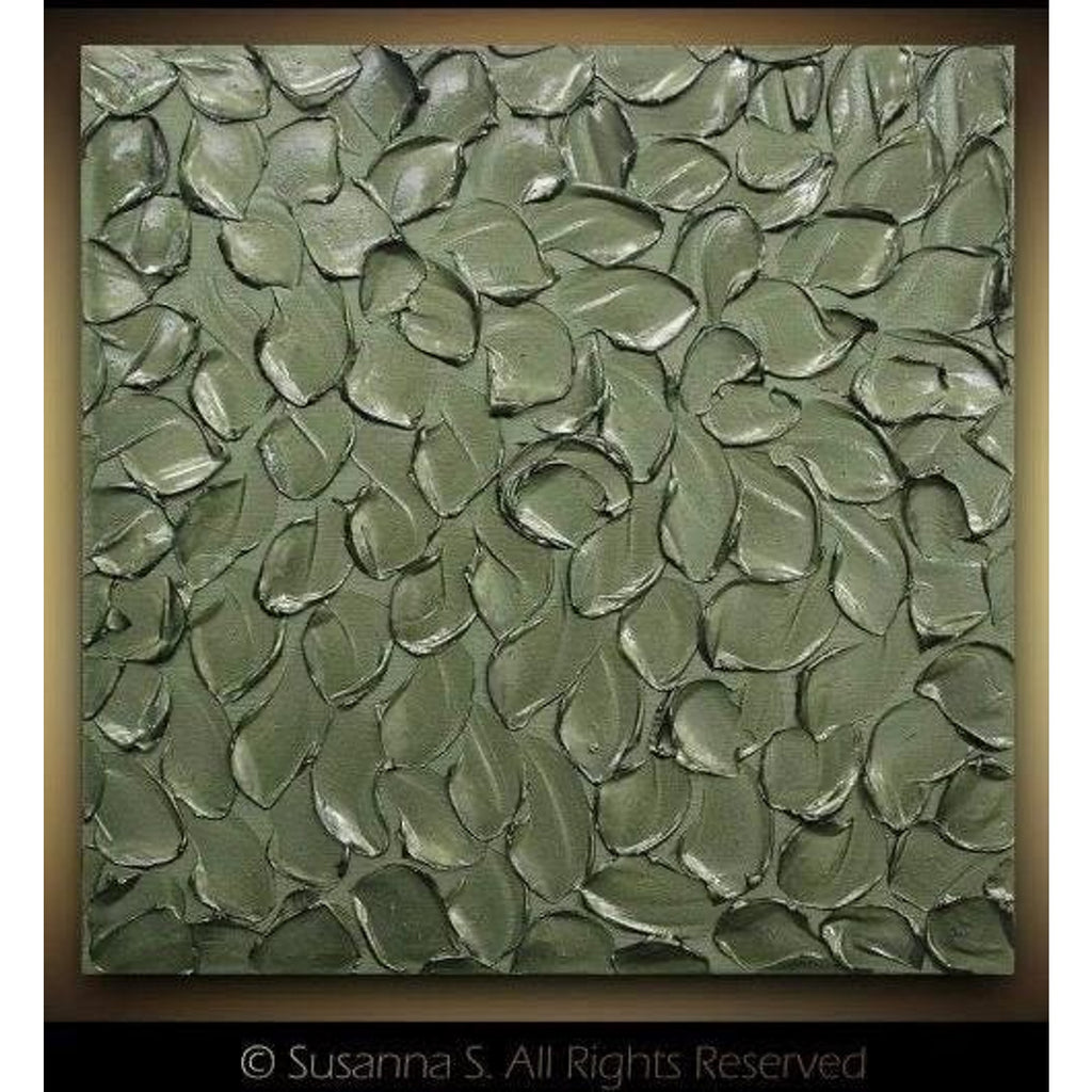 ORIGINAL Textured Silver Painting Abstract , Impasto Art on Canvas, 20x20 Susanna Shap