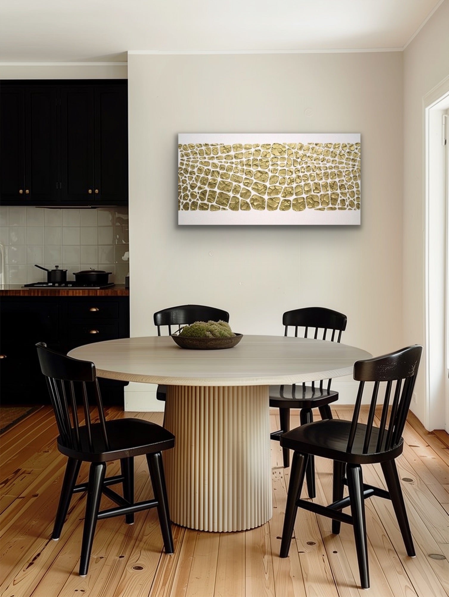 Original white and gold Textured Large Abstract Art MADE2ORDER Mosaic Painting (48”x24”)