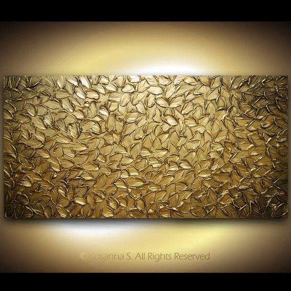 Original bronze gold large textured abstract painting palette knife impasto art by susanna shap (MADE2ORDER)