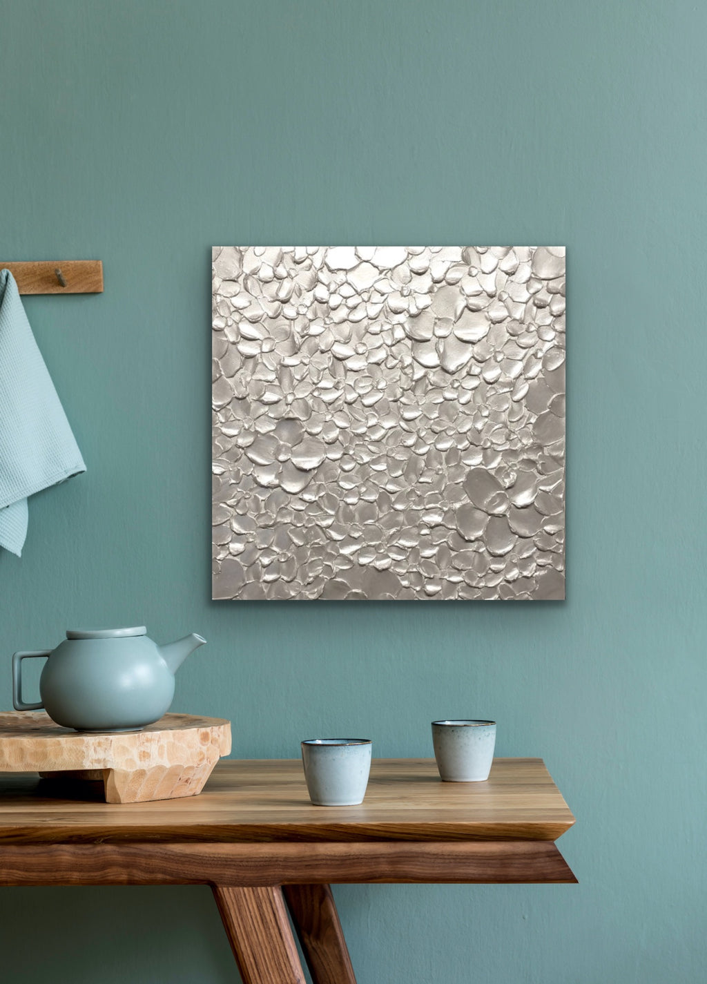 White pearl Blossoms Flowers Abstract Minimalist ORIGINAL Textured Painting palette knife Impasto, Abstract Wall Art -MADE2ORDER
