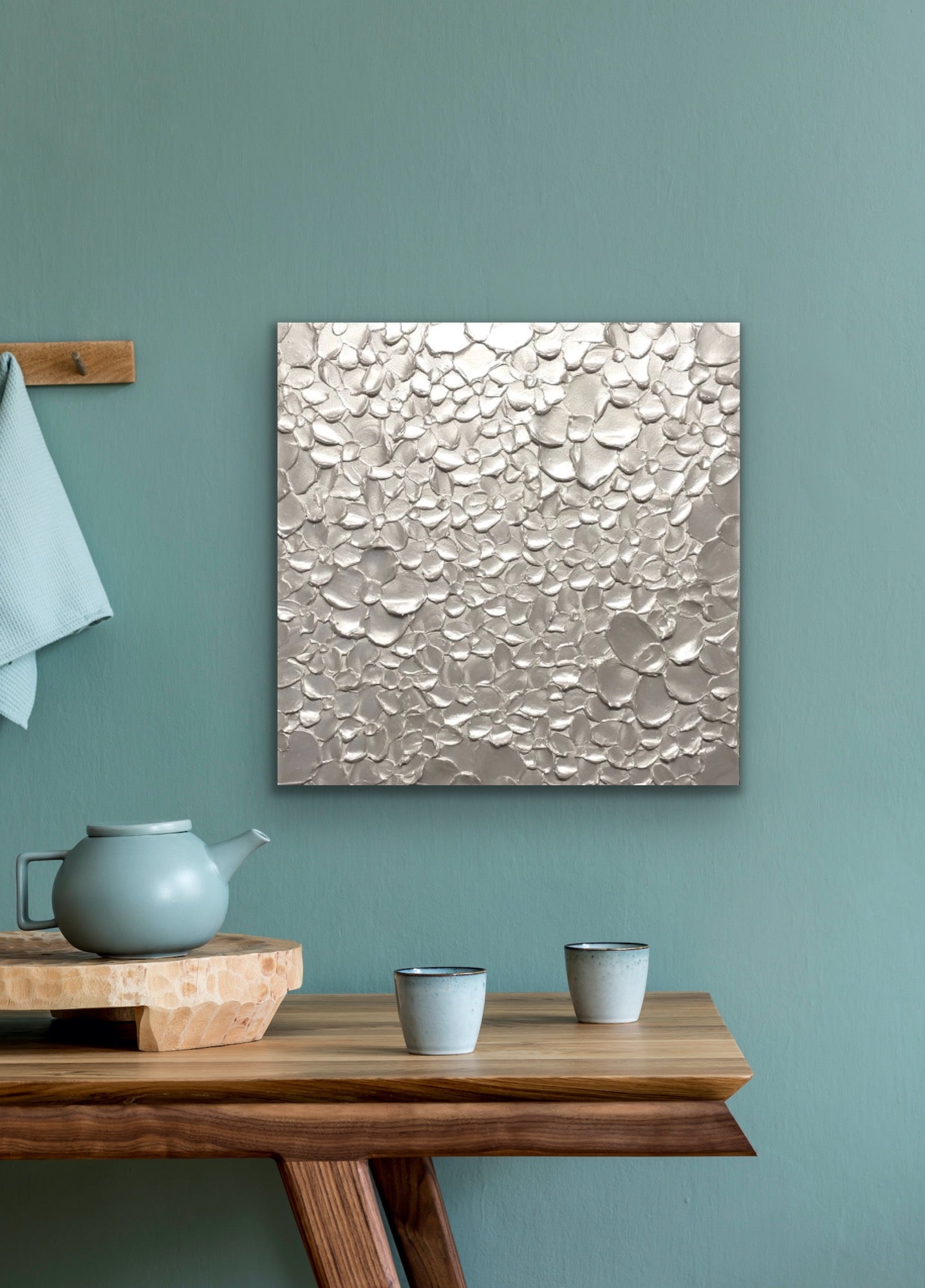 White pearl Blossoms Flowers Abstract Minimalist ORIGINAL Textured Painting palette knife Impasto, Abstract Wall Art -MADE2ORDER