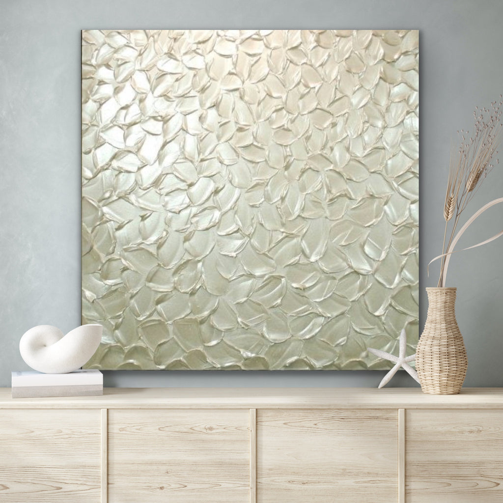 White pearl Abstract Minimalist ORIGINAL Textured Painting palette knife Impasto, Abstract Wall Art -MADE2ORDER