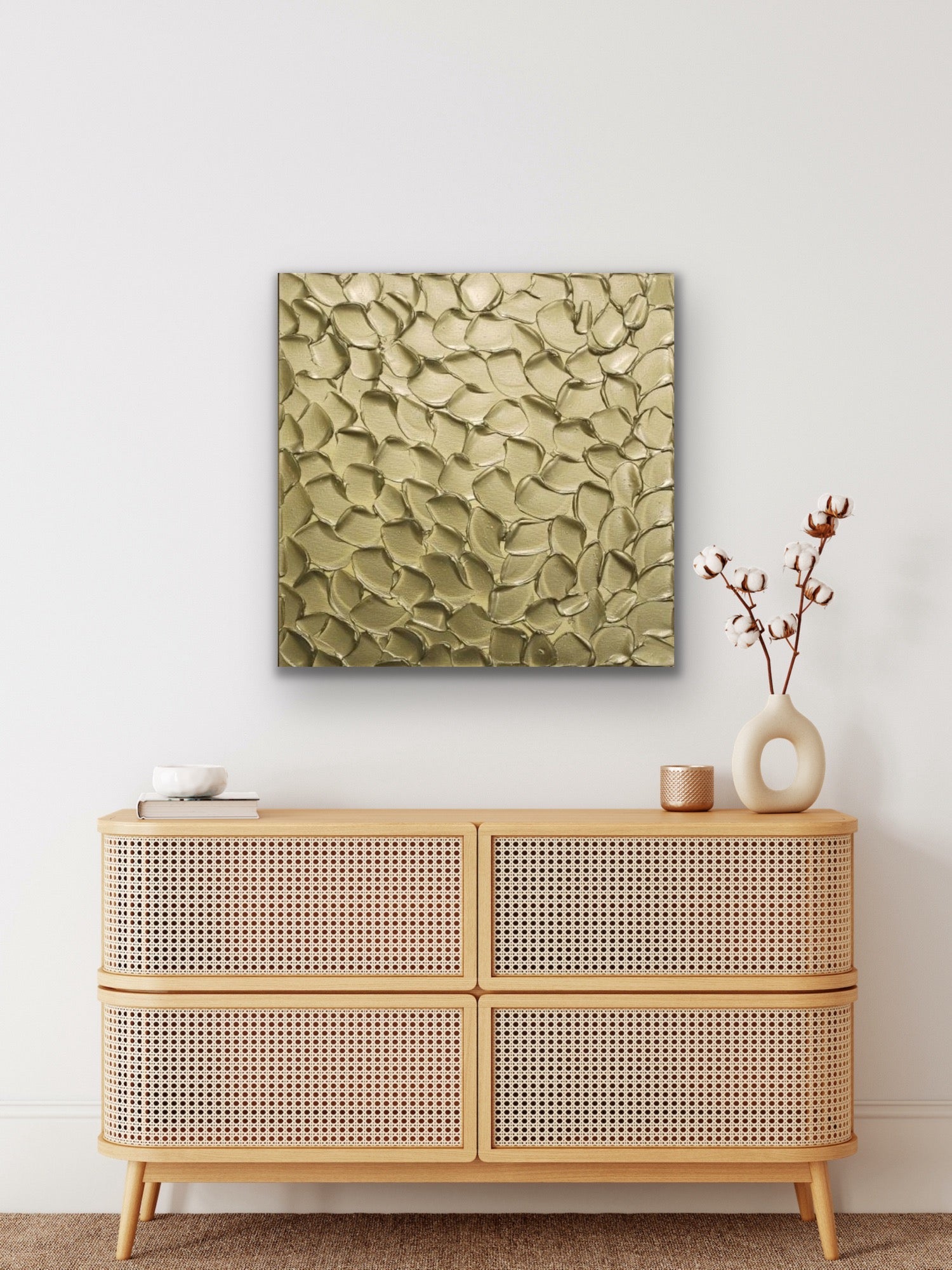 Pale Gold Abstract Minimalist ORIGINAL Metallic Textured Painting palette knife Impasto, Abstract Wall Art -MADE2ORDER-Mix & match