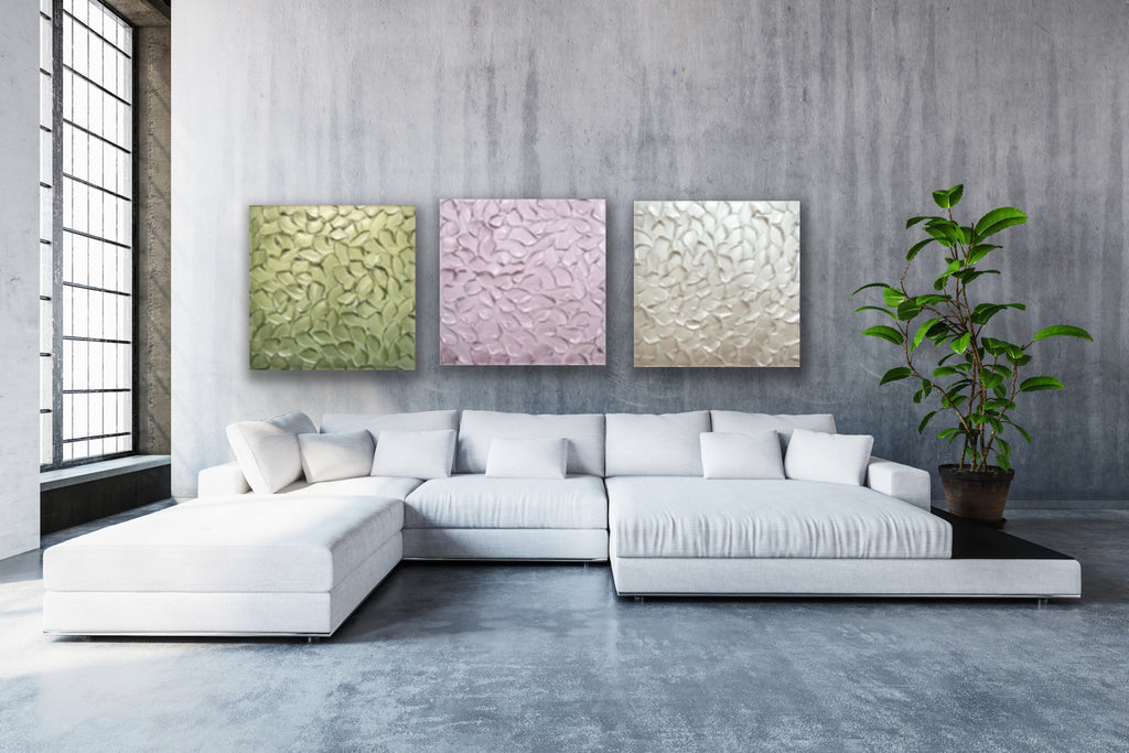 Pink Blush Abstract Minimalist ORIGINAL Metallic Textured Painting palette knife Impasto, Abstract Wall Art -MADE2ORDER-Mix & match