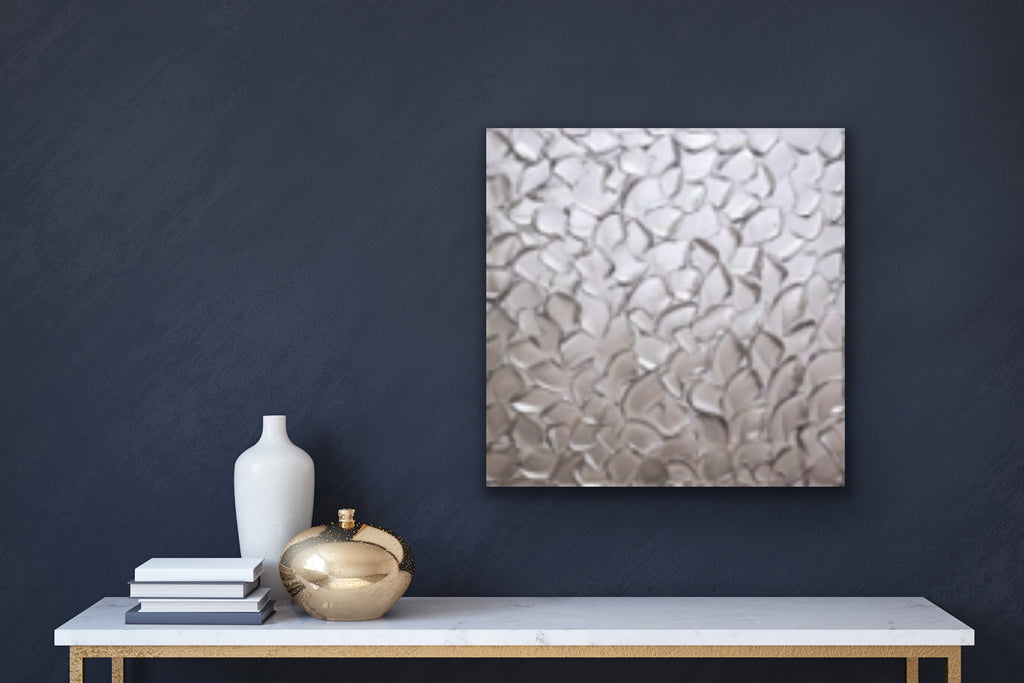 Silver Abstract Minimalist ORIGINAL Metallic Textured Painting palette knife Impasto, Abstract Wall Art -MADE2ORDER-Mix & match
