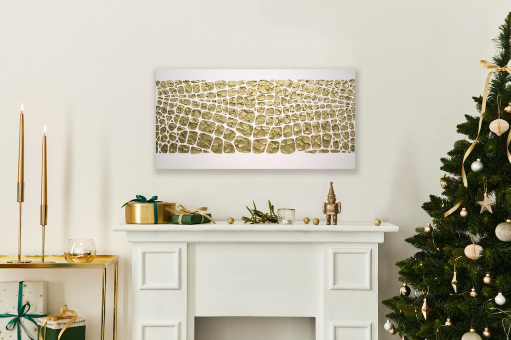 Original white and gold Textured Large Abstract Art MADE2ORDER Mosaic Painting (48”x24”)