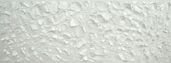 Original Textured Minimalist painting, Metallic Pearl White, Large Abstract Palette knife impasto Geometric Wall Art- Mosaic (48”x24”) MADE2ORDER