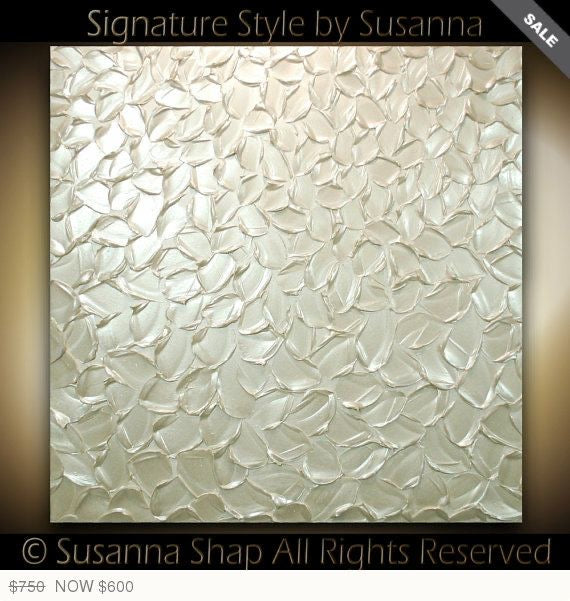 White pearl Abstract Minimalist ORIGINAL Textured Painting palette knife Impasto, Abstract Wall Art -MADE2ORDER