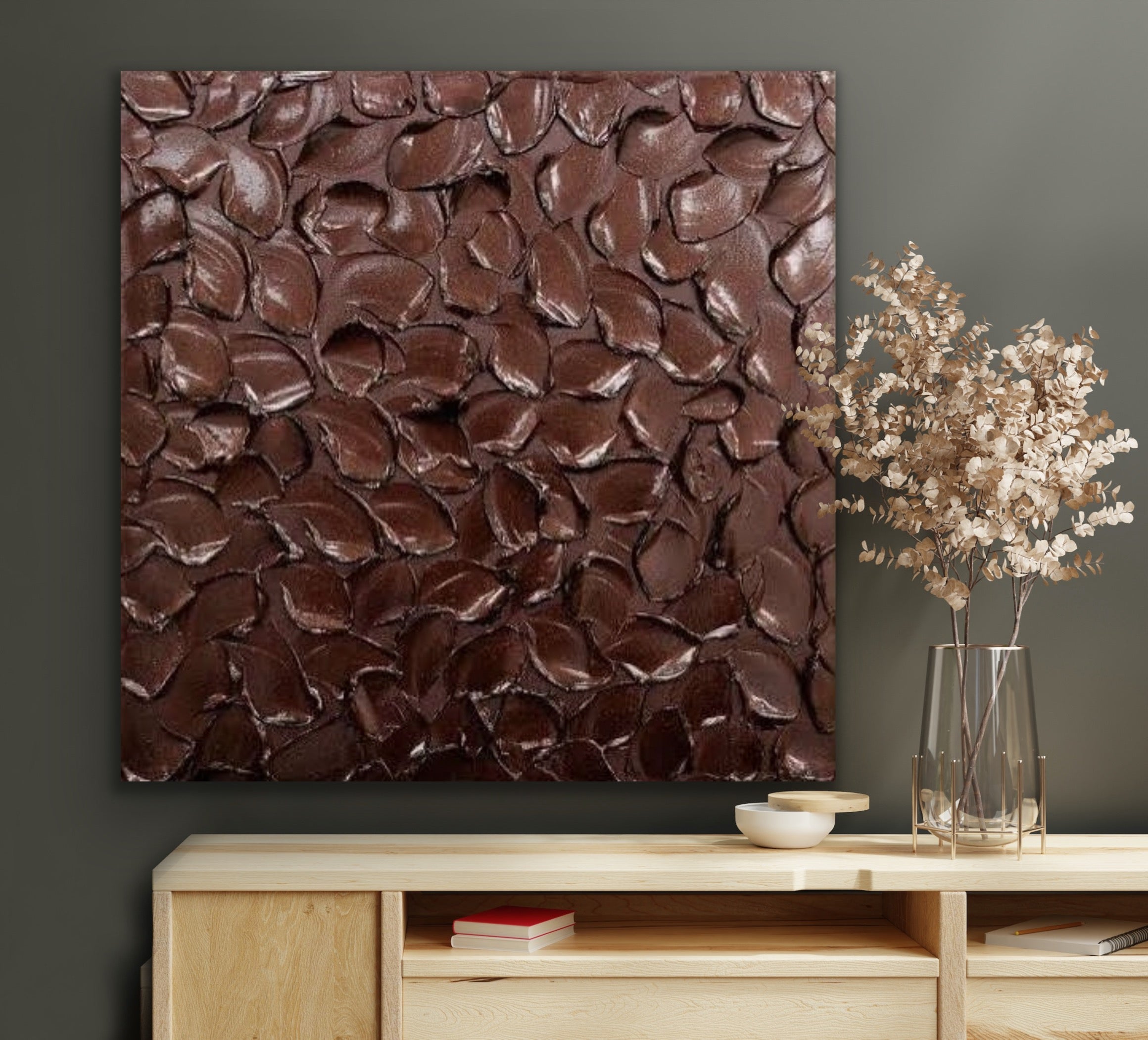 Burgundy Abstract Minimalist ORIGINAL Metallic Textured Painting palette knife Impasto, Abstract Wall Art -MADE2ORDER-Mix & match