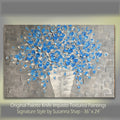 Original Blue flowers Painting Impasto still life bouquet in vase Textured palette knife Floral Art (24x36)