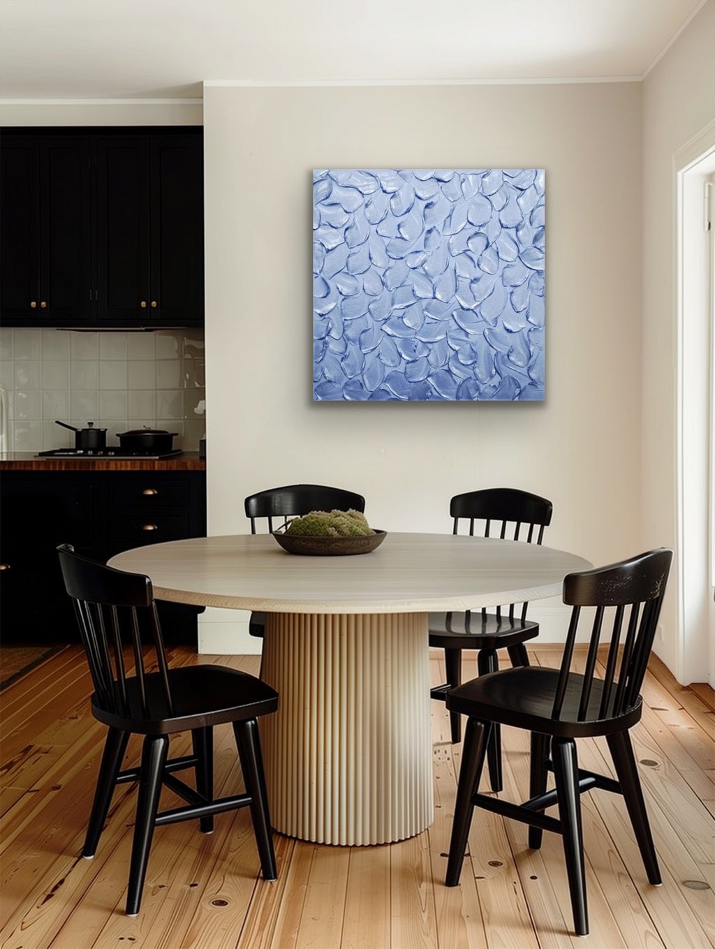 Periwinkle Baby Blue Abstract Minimalist ORIGINAL Metallic Textured Painting palette knife Impasto, Abstract Wall Art -MADE2ORDER-Mix & match