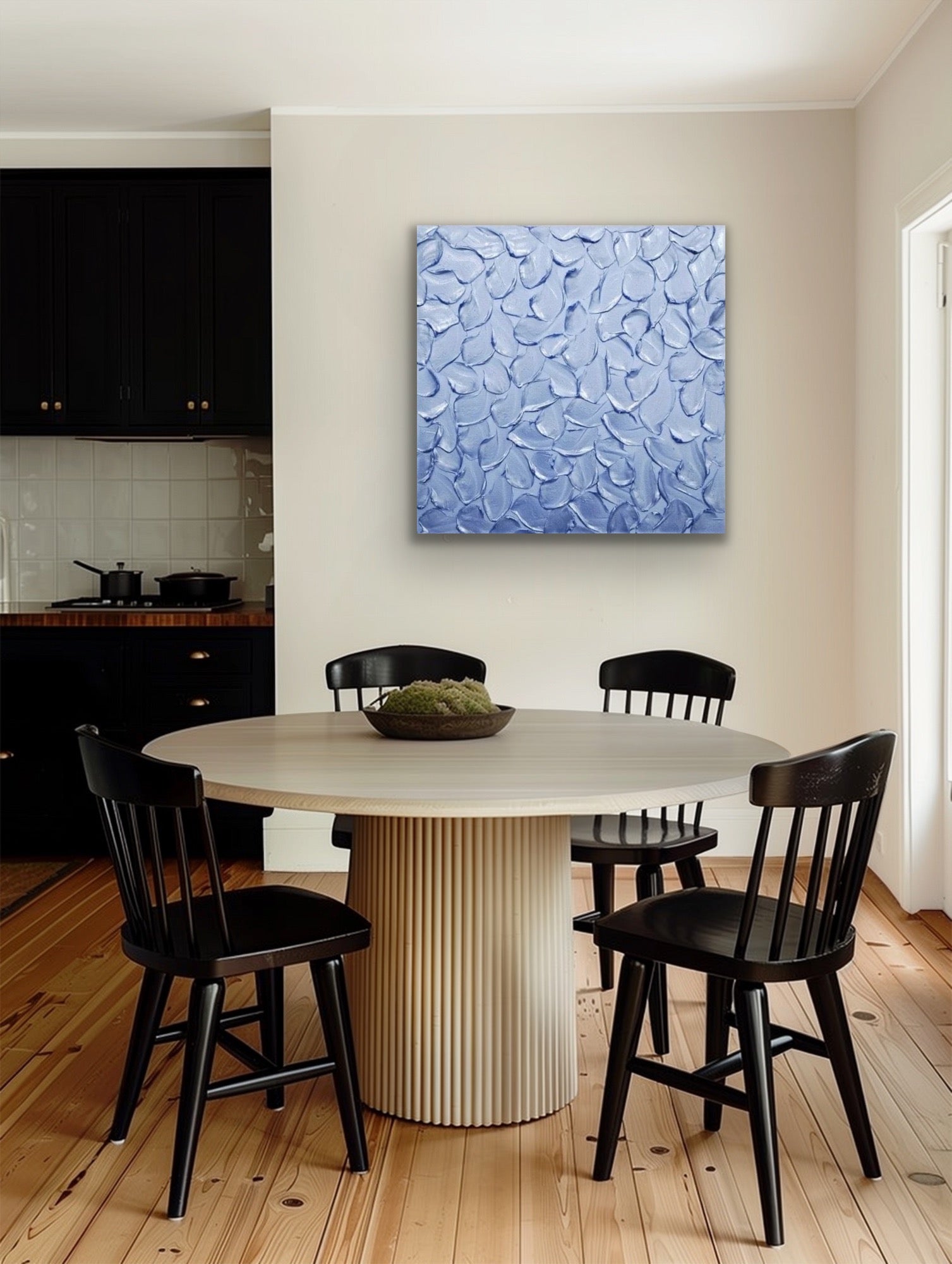 Periwinkle Baby Blue Abstract Minimalist ORIGINAL Metallic Textured Painting palette knife Impasto, Abstract Wall Art -MADE2ORDER-Mix & match