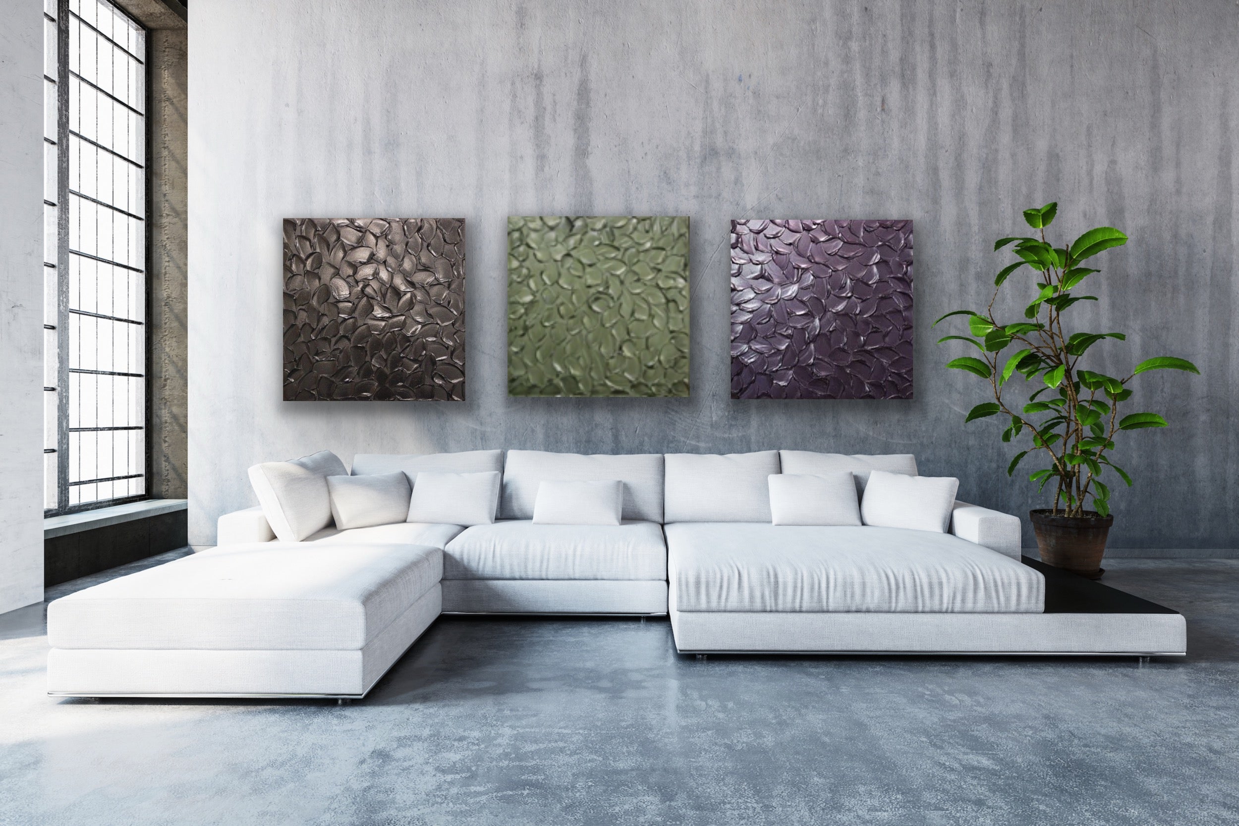 Lilac Smoky purple Abstract Minimalist ORIGINAL Metallic Textured Painting palette knife Impasto, Abstract Wall Art -MADE2ORDER-Mix & match