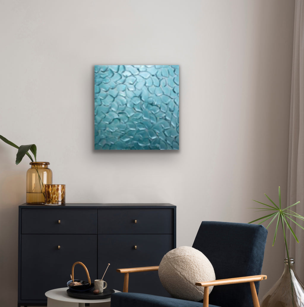 Turquoise Abstract Minimalist ORIGINAL Metallic Textured Painting palette knife Impasto, Abstract Wall Art -MADE2ORDER-Mix & match