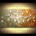 Original Painting White Tulips Abstract Landscape, Earth tones Grey Beige Impasto Textured palette knife art by susanna shap (MADE2ORDER)