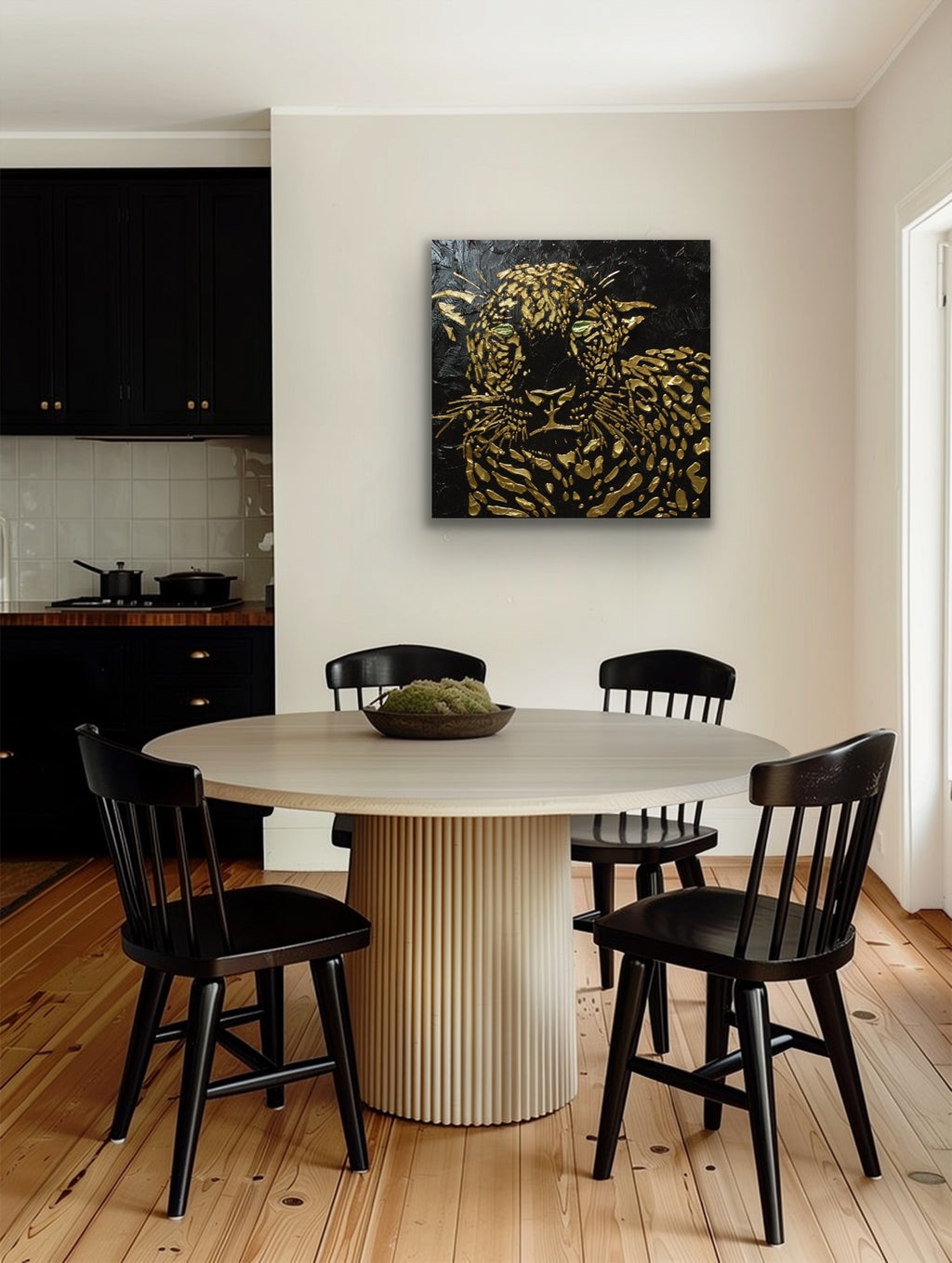 Original Abstract Leopard Painting Black Gold Palette Knife Impasto Textured Fine Art on Canvas - MADE2ORDER Mix&match