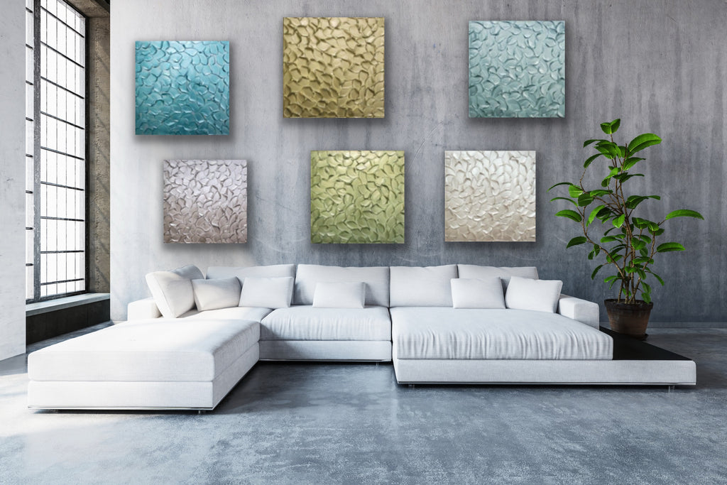 Pale Gold Abstract Minimalist ORIGINAL Metallic Textured Painting palette knife Impasto, Abstract Wall Art -MADE2ORDER-Mix & match