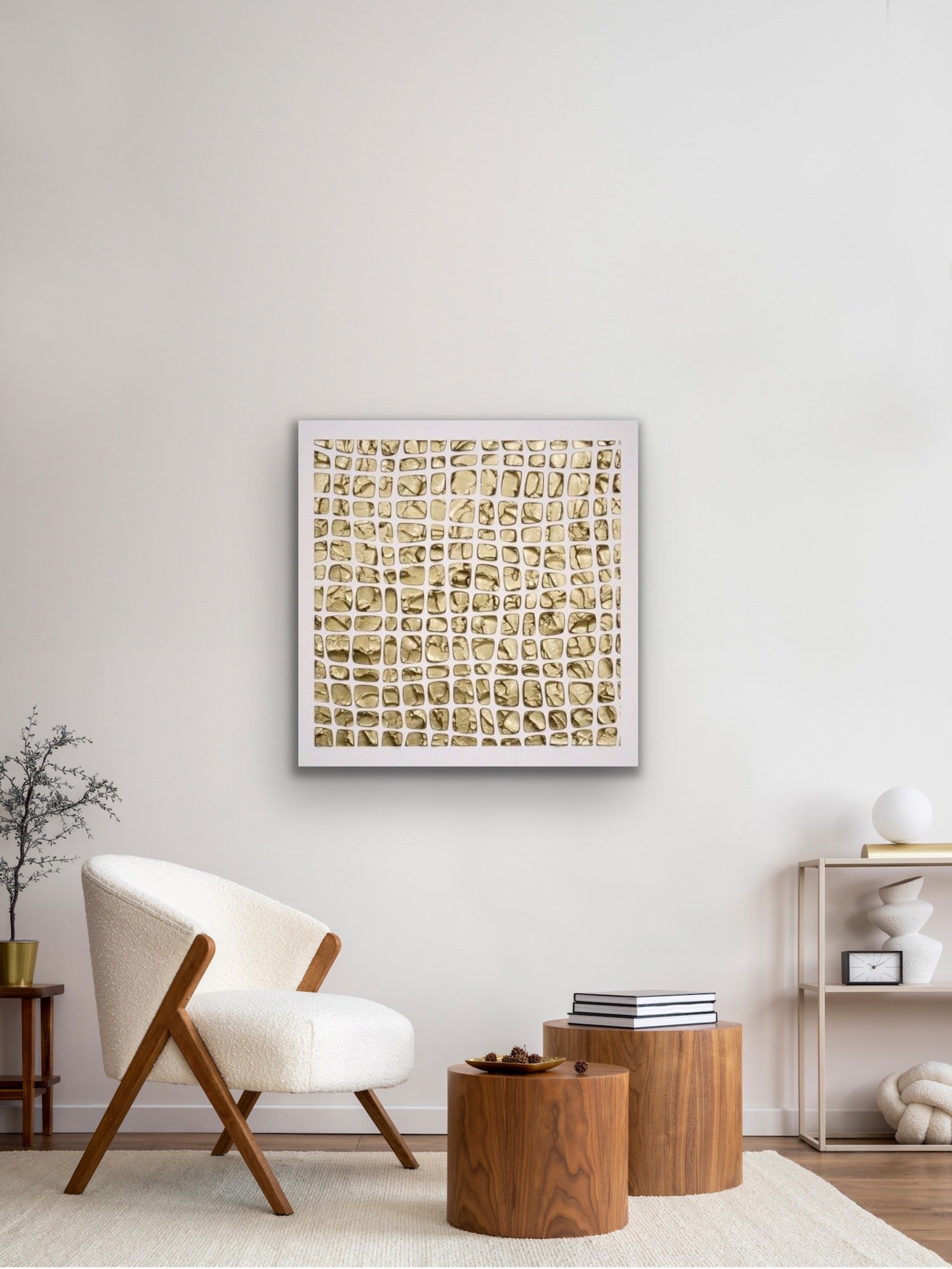 White and Gold Abstract Minimalist ORIGINAL Textured Painting palette knife Impasto, Abstract Wall Art -MADE2ORDER (Copy)