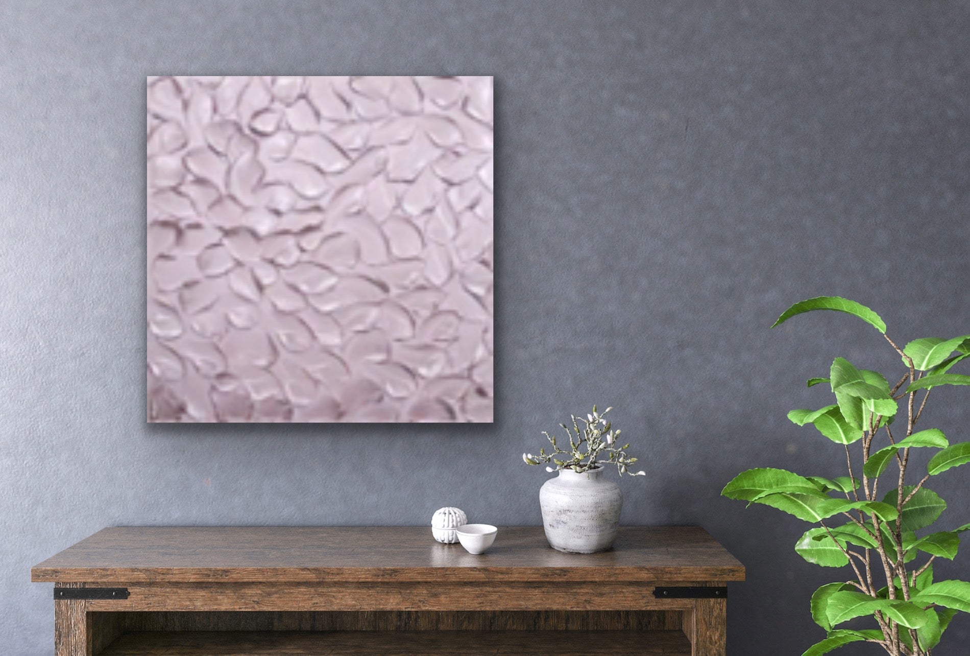 Pink Blush Abstract Minimalist ORIGINAL Metallic Textured Painting palette knife Impasto, Abstract Wall Art -MADE2ORDER-Mix & match