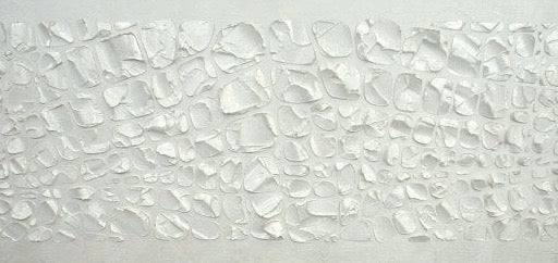 Original Textured Minimalist painting, Metallic Pearl White, Large Abstract Palette knife impasto Geometric Wall Art- Mosaic (48”x24”) MADE2ORDER