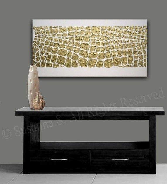 Original white and gold Textured Large Abstract Art MADE2ORDER Mosaic Painting (48”x24”)