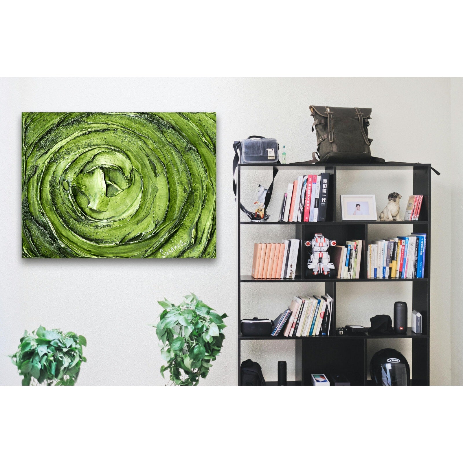 Vortex Art Green Abstract Wall Art Canvas PRINT Home Decor by Susanna Shap