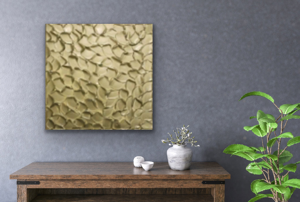 Pale Gold Abstract Minimalist ORIGINAL Metallic Textured Painting palette knife Impasto, Abstract Wall Art -MADE2ORDER-Mix & match