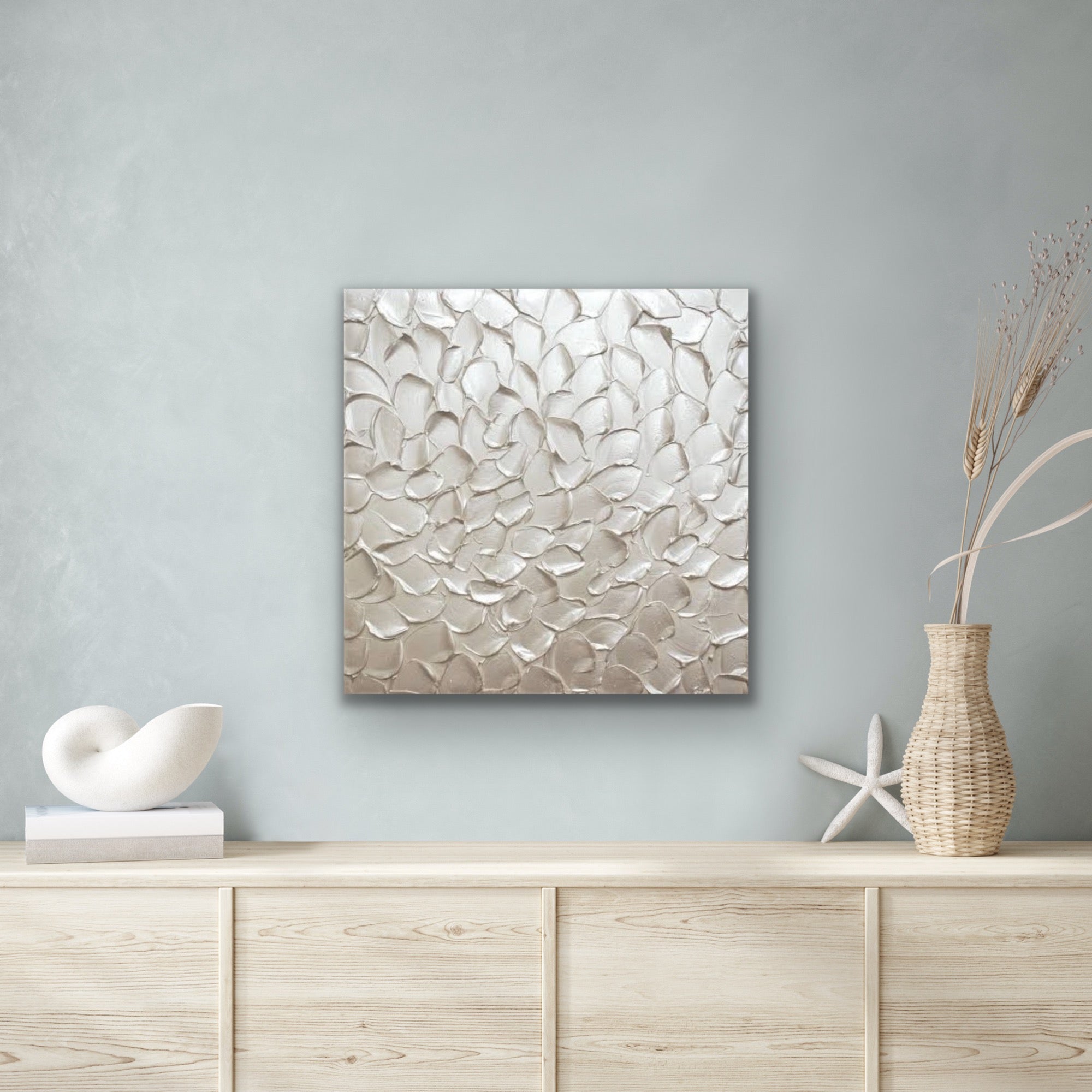 White pearl Abstract Minimalist ORIGINAL Textured Painting palette knife Impasto, Abstract Wall Art -MADE2ORDER