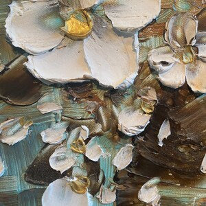 Original Abstract tree painting White cherry blossom textured palette knife impasto art by susanna shap (MADE2ORDER)