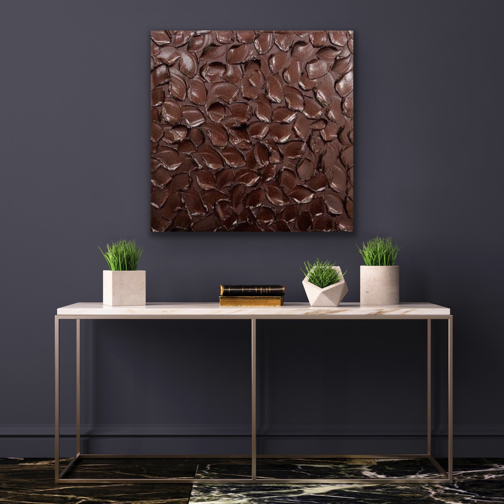 Burgundy Abstract Minimalist ORIGINAL Metallic Textured Painting palette knife Impasto, Abstract Wall Art -MADE2ORDER-Mix & match