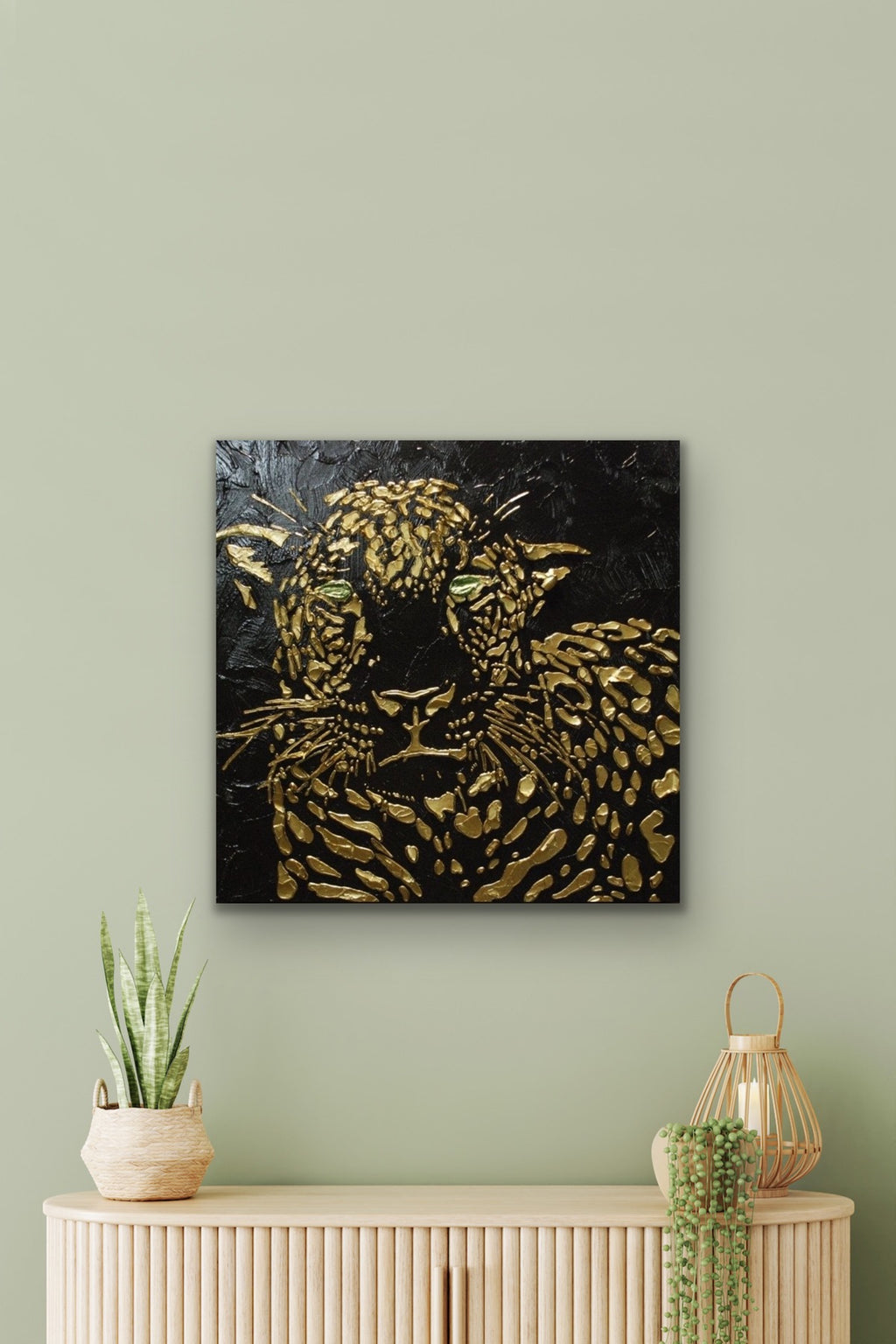 Original Abstract Leopard Painting Black Gold Palette Knife Impasto Textured Fine Art on Canvas - MADE2ORDER Mix&match