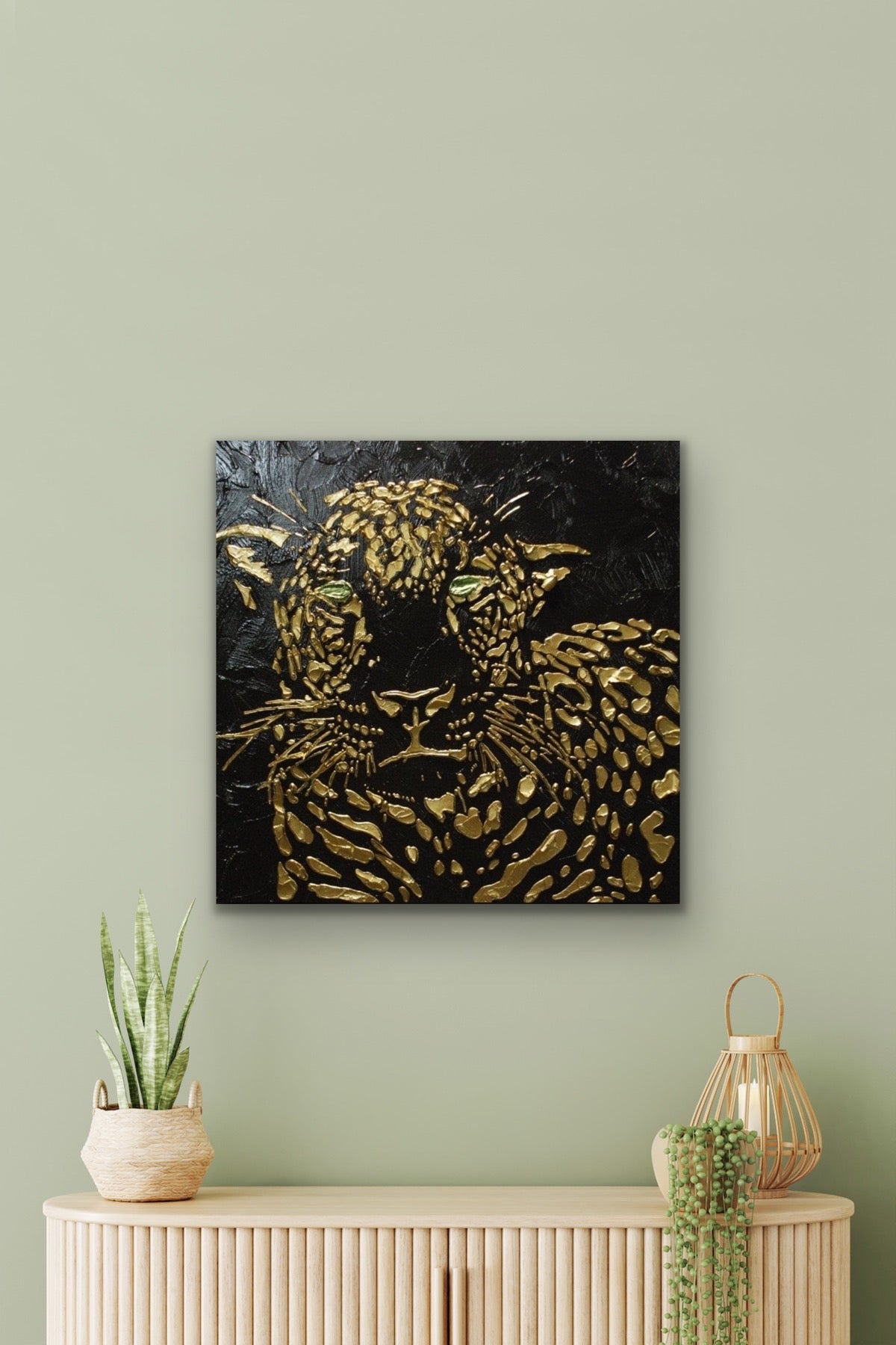 Original Abstract Leopard Painting Black Gold Palette Knife Impasto Textured Fine Art on Canvas - MADE2ORDER Mix&match