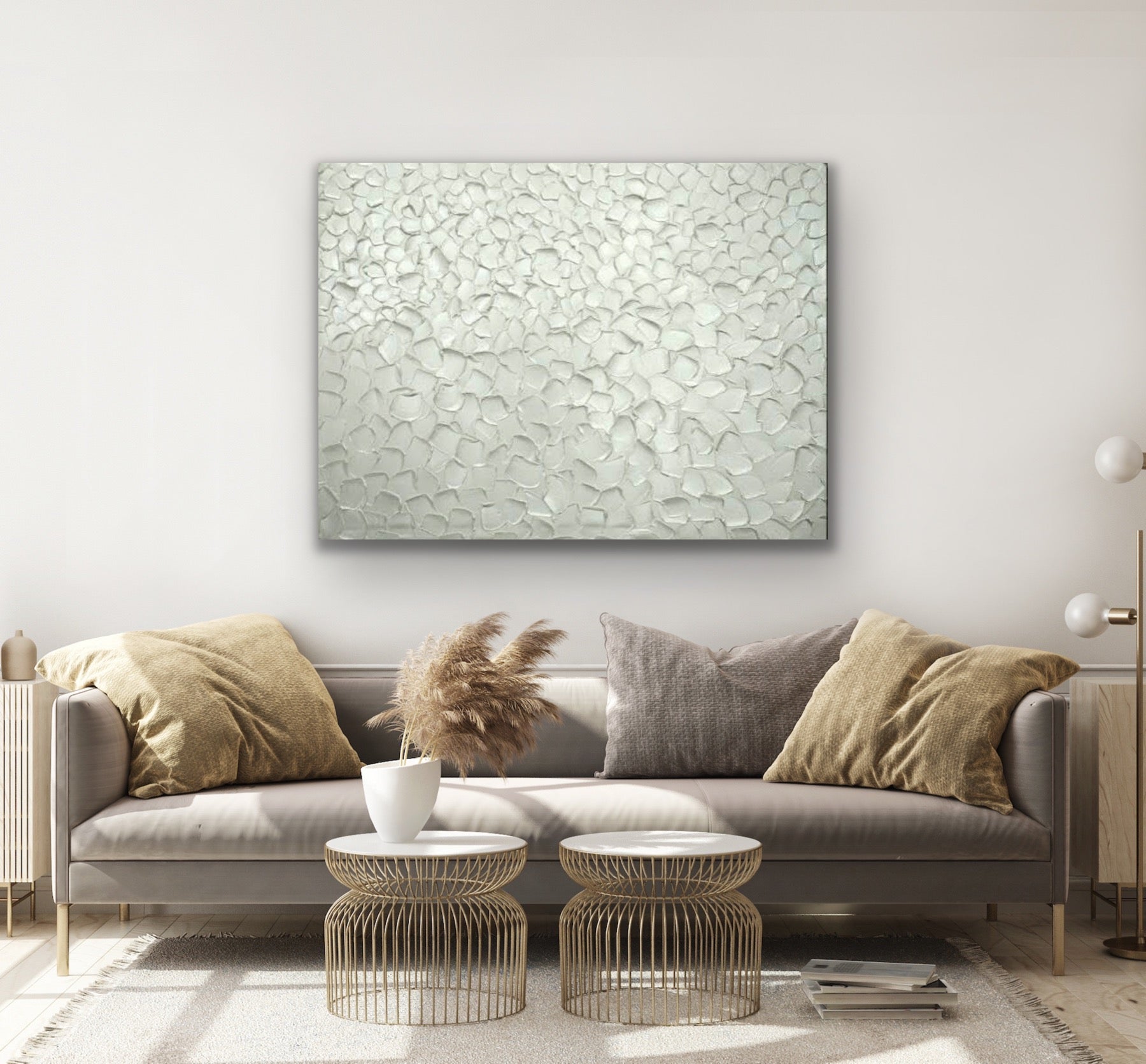 White pearl Abstract Minimalist ORIGINAL Textured Painting palette knife Impasto, Abstract Wall Art -MADE2ORDER