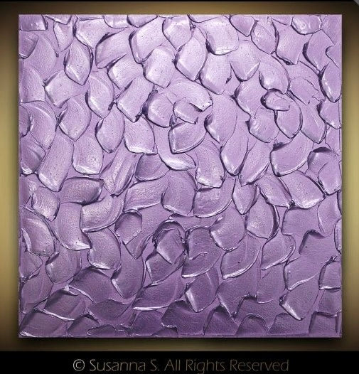 Lavender Purple Abstract Minimalist ORIGINAL Metallic Textured Painting palette knife Impasto, Abstract Wall Art -MADE2ORDER-Mix & match