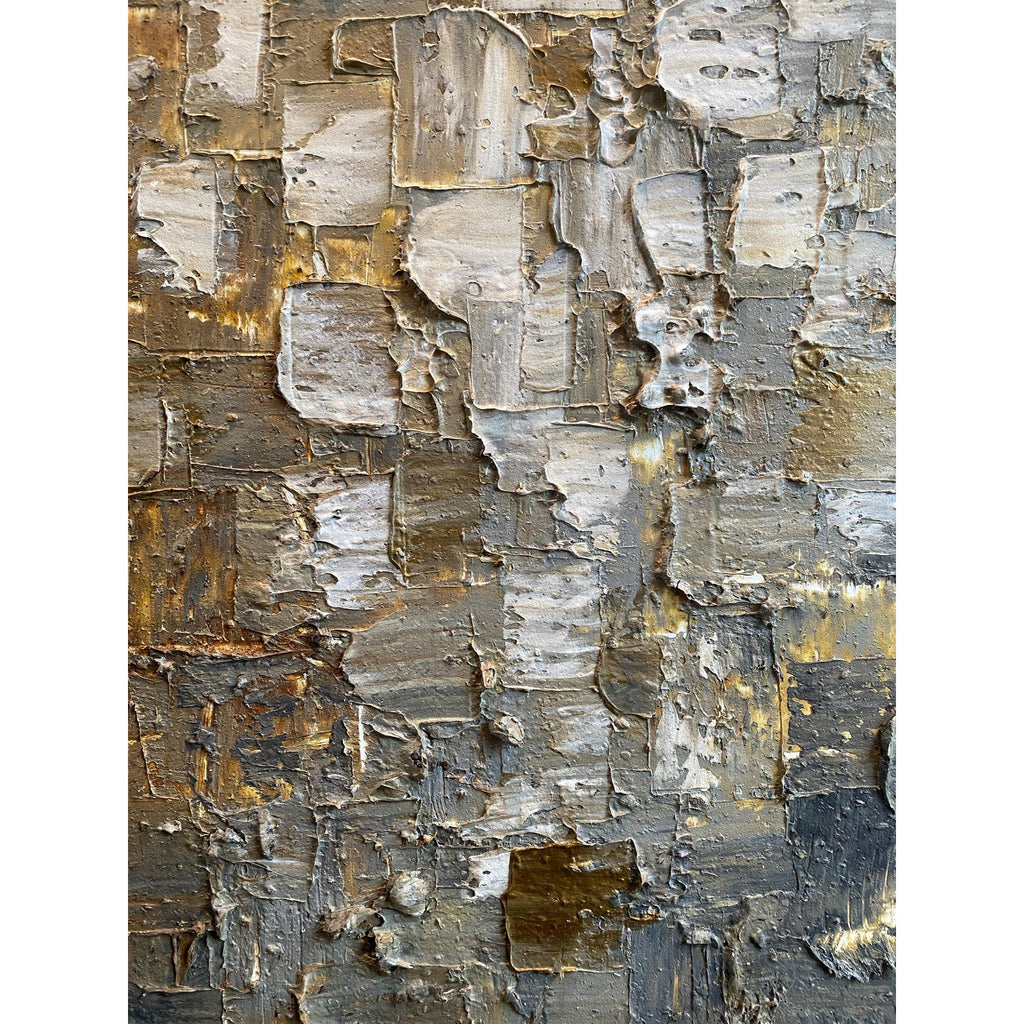ORIGINAL Minimalist Large Abstract painting Neutral Beige Gray Squares Geometric Heavy Textured 36"x36" Palette knife Art- by Susanna Shap