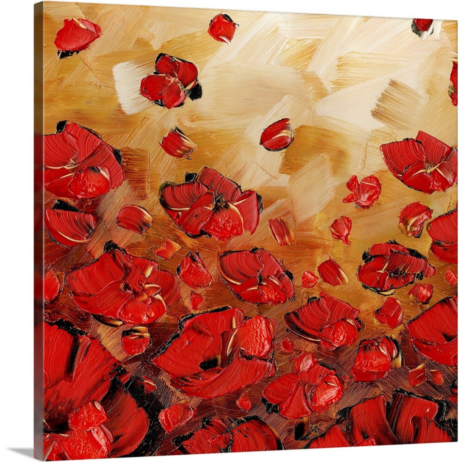 Landscape art red poppies Large Abstract Wall PRINT stretched canvas by susanna