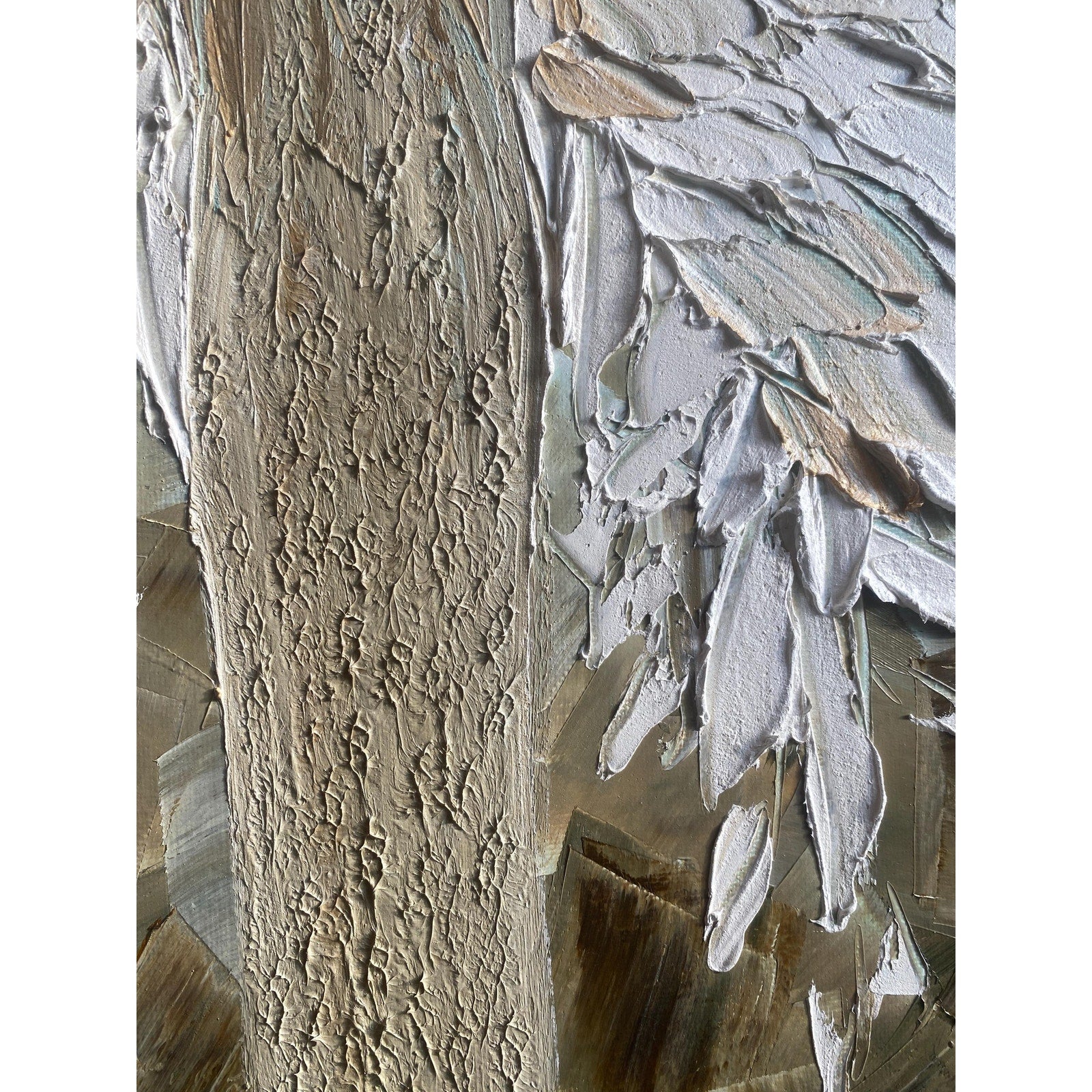 ORIGINAL angel abstract oil painting on canvas impasto Textured Palette knife white Angel wings Wall Art 20x20" by Susanna Shap