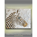 Zebra, ORIGINAL Animal Art Abstract White & Gold Textured painting, Handmade Canvas wall art