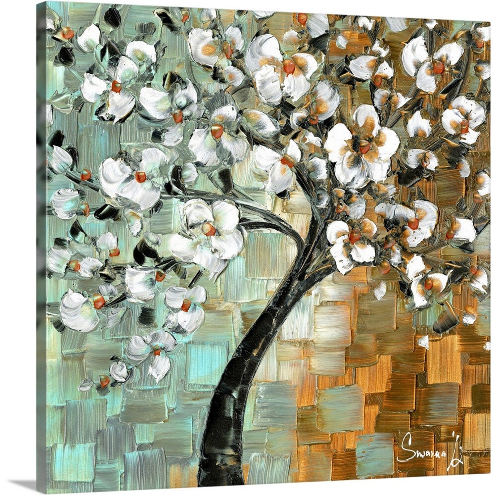Tree Art Cherry Blossom Abstract Square Wall Art PRINT on canvas by Susanna Shap