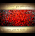 Original Red and black Modern Art Abstract painting, Geometric Squares Impasto Textured palette knife art by susanna shap (MADE2ORDER)