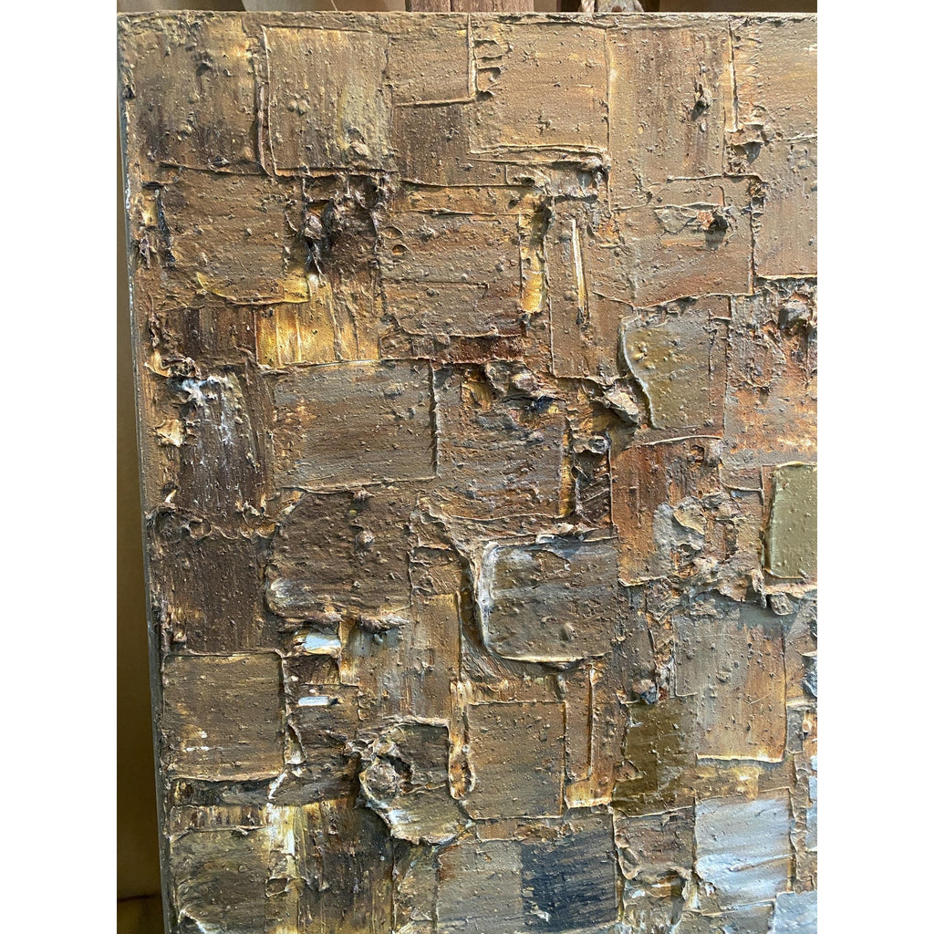 ORIGINAL Minimalist Large Abstract painting Neutral Beige Gray Squares Geometric Heavy Textured 36"x36" Palette knife Art- by Susanna Shap