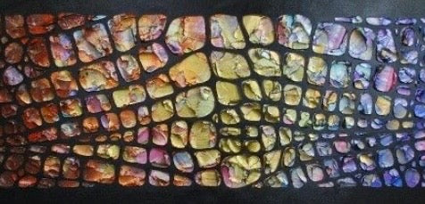 Original Palette knife Impasto Textured Large Abstract Wall Art MADE2ORDER Geometric Mosaic Painting Black and MultiColor