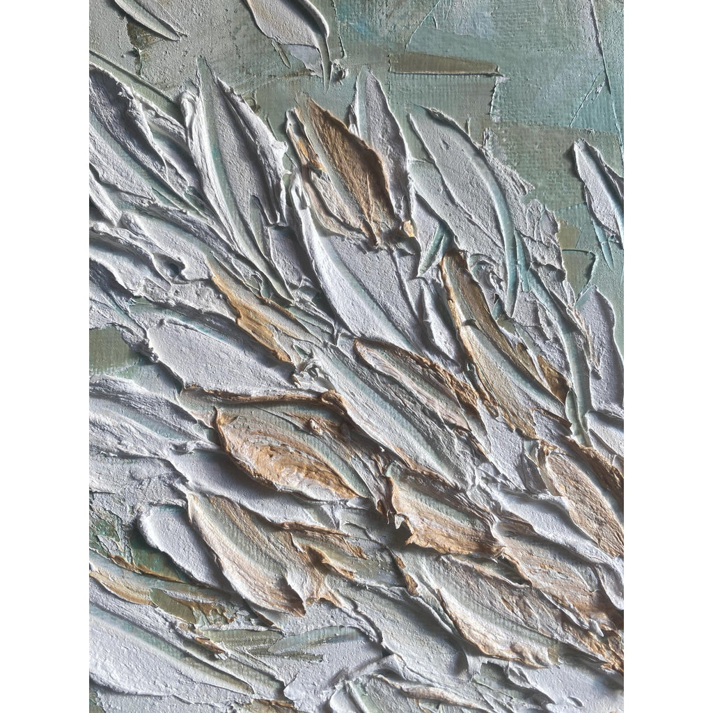 ORIGINAL angel abstract oil painting on canvas impasto Textured Palette knife white Angel wings Wall Art 20x20" by Susanna Shap
