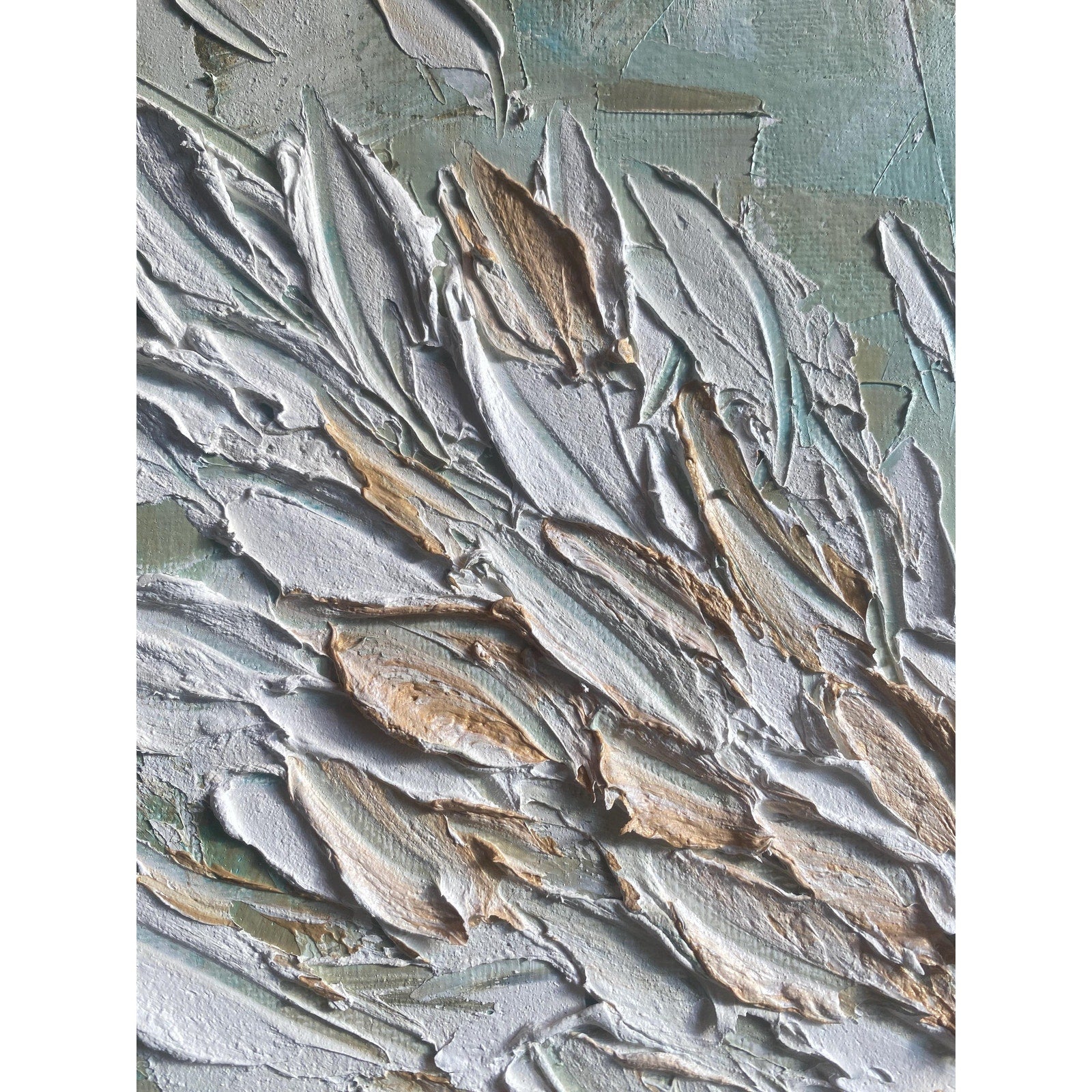 ORIGINAL angel abstract oil painting on canvas impasto Textured Palette knife white Angel wings Wall Art 20x20" by Susanna Shap