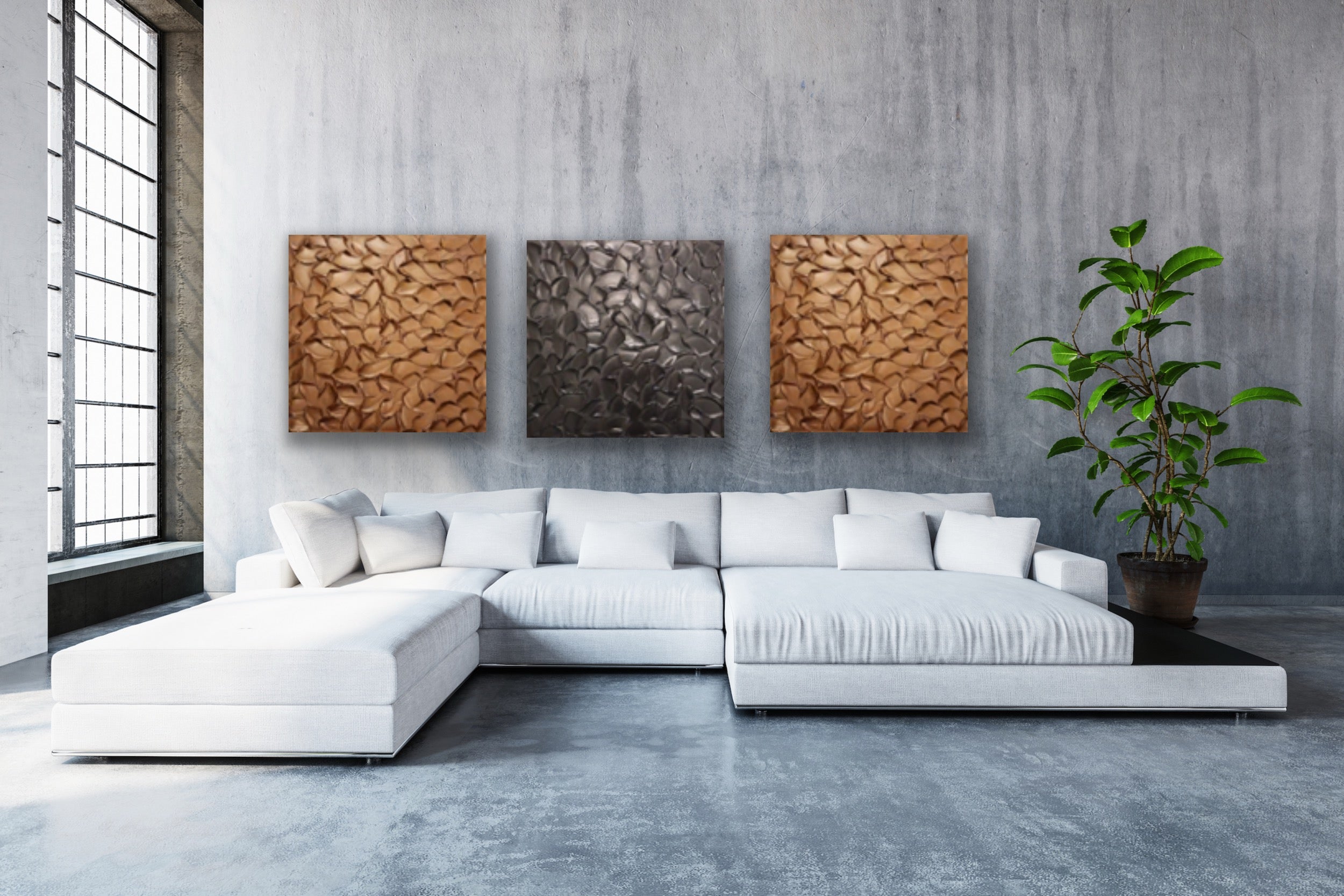 Copper Abstract Minimalist ORIGINAL Metallic Textured Painting palette knife Impasto, Abstract Wall Art -MADE2ORDER-Mix & match