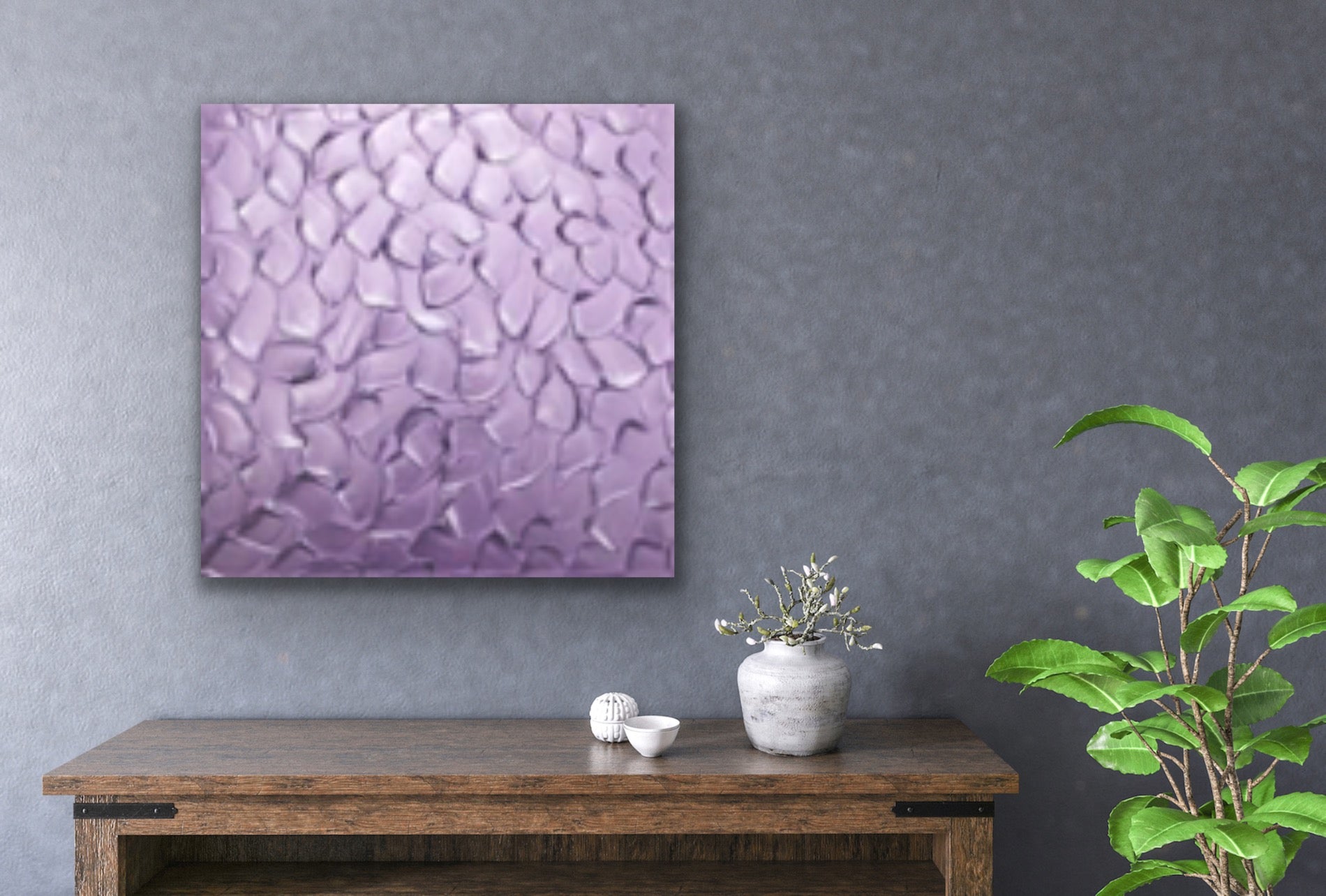 Lavender Purple Abstract Minimalist ORIGINAL Metallic Textured Painting palette knife Impasto, Abstract Wall Art -MADE2ORDER-Mix & match