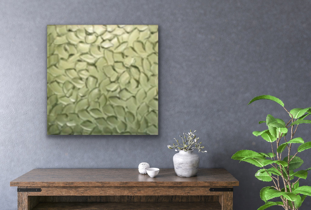 Sage Green, Abstract Minimalist ORIGINAL Metallic Textured Painting palette knife Impasto, Abstract Wall Art -MADE2ORDER-Mix & match