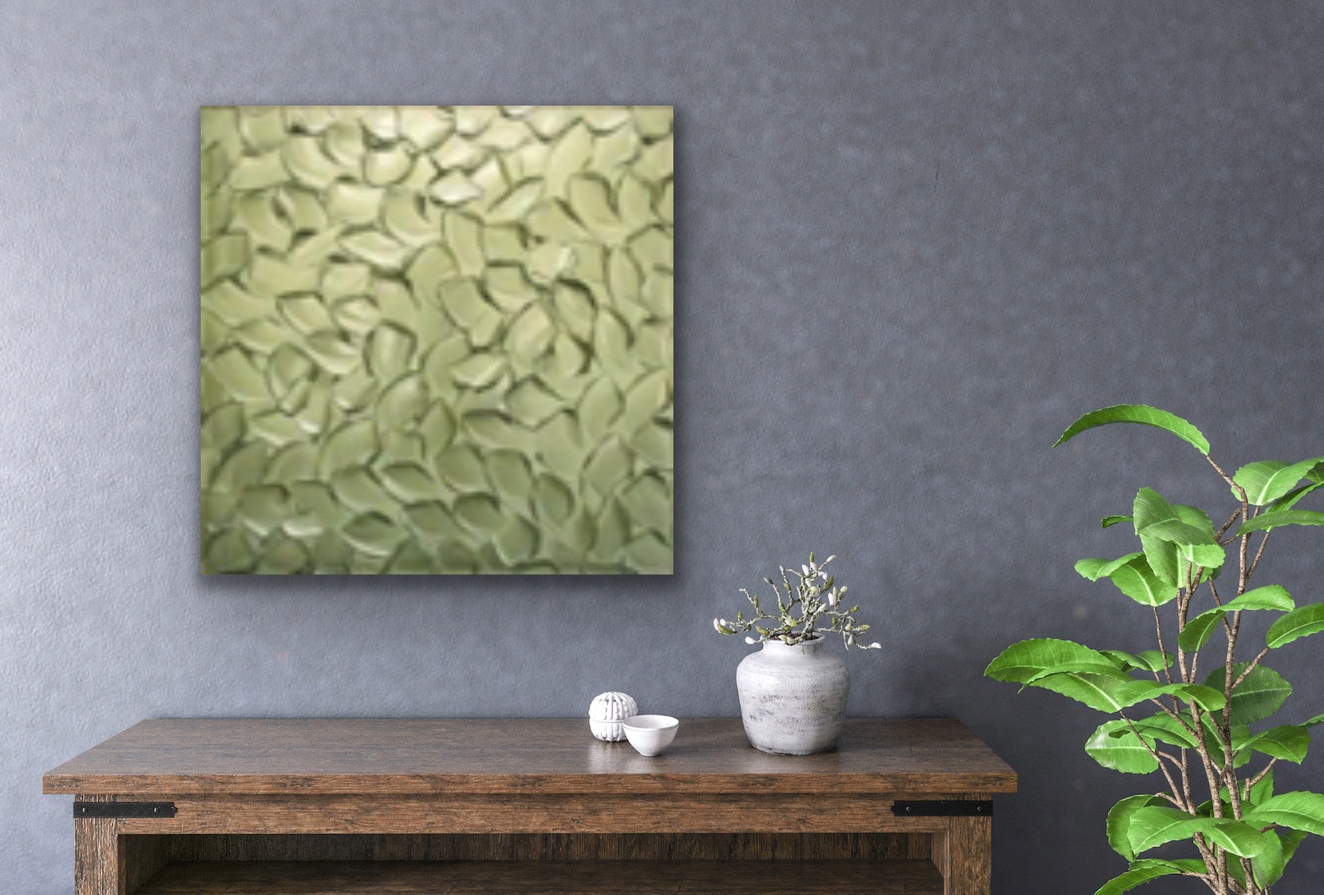 Sage Green, Abstract Minimalist ORIGINAL Metallic Textured Painting palette knife Impasto, Abstract Wall Art -MADE2ORDER-Mix & match