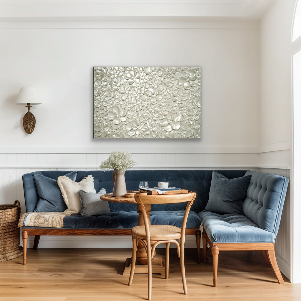 White pearl Blossoms Flowers Abstract Minimalist ORIGINAL Textured Painting palette knife Impasto, Abstract Wall Art -MADE2ORDER